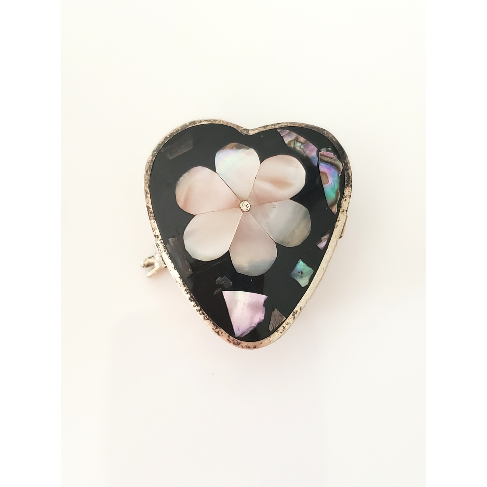 Vintage Estate Silver Alpaca Mother Of Pearl Inlay Pill Snuff Box Mexico 39$